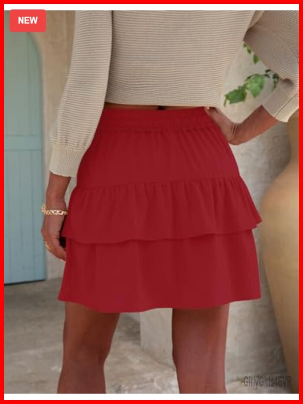LOMON Flowy Skorts for Women Boho Ruffled High Waist Mini Tiered Skirt - Picture 5 of 6